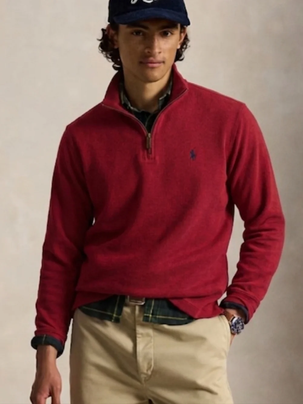 Vintage Polo Ralph Lauren Estate Rib Quarter Zip Red Medium